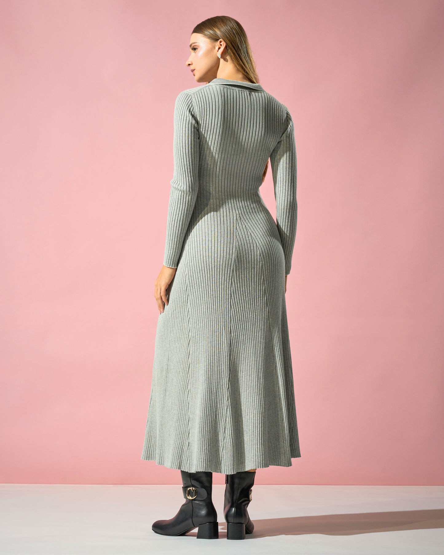 Ribbed Knit Cotton Dress