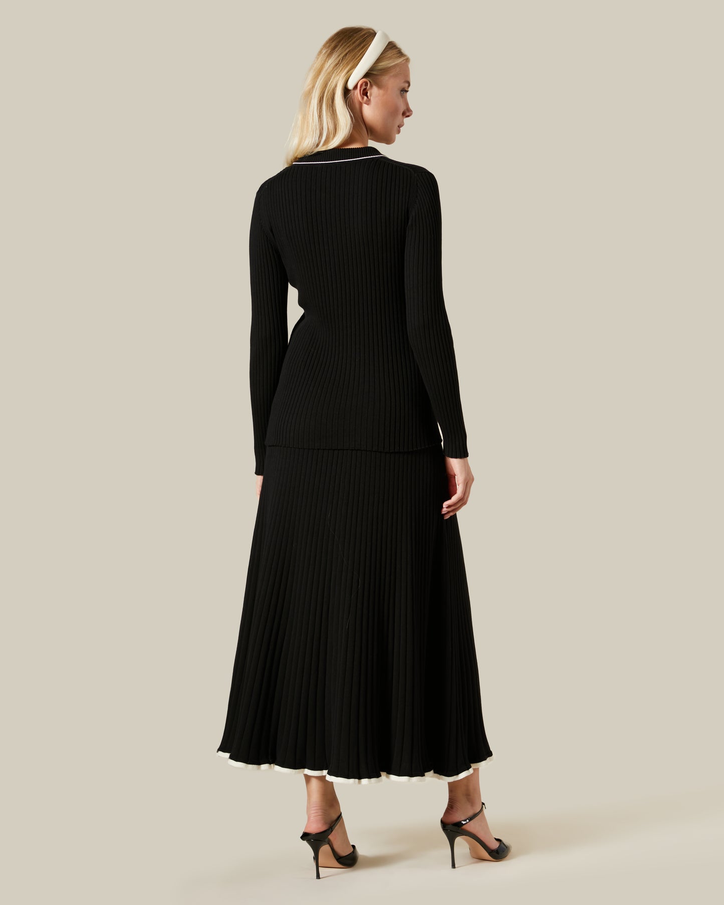Contrast Tipping Ribbed Knit Sweater