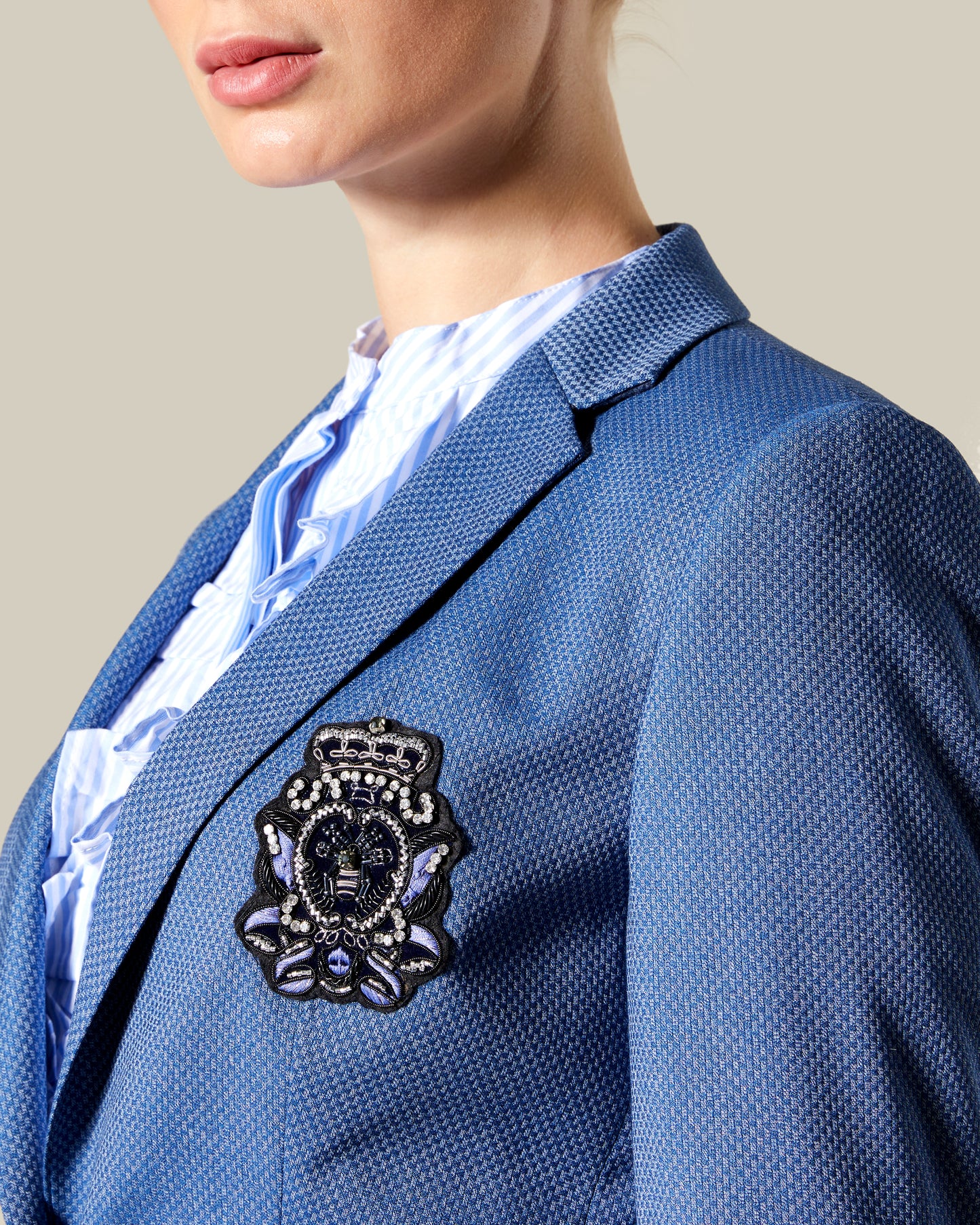 Single Button Patched Suit Jacket