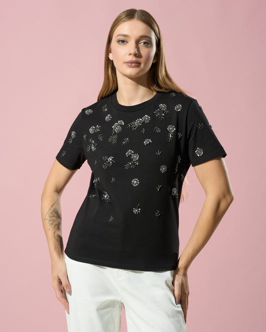 Crystal-Embellished Cotton T-Shirt