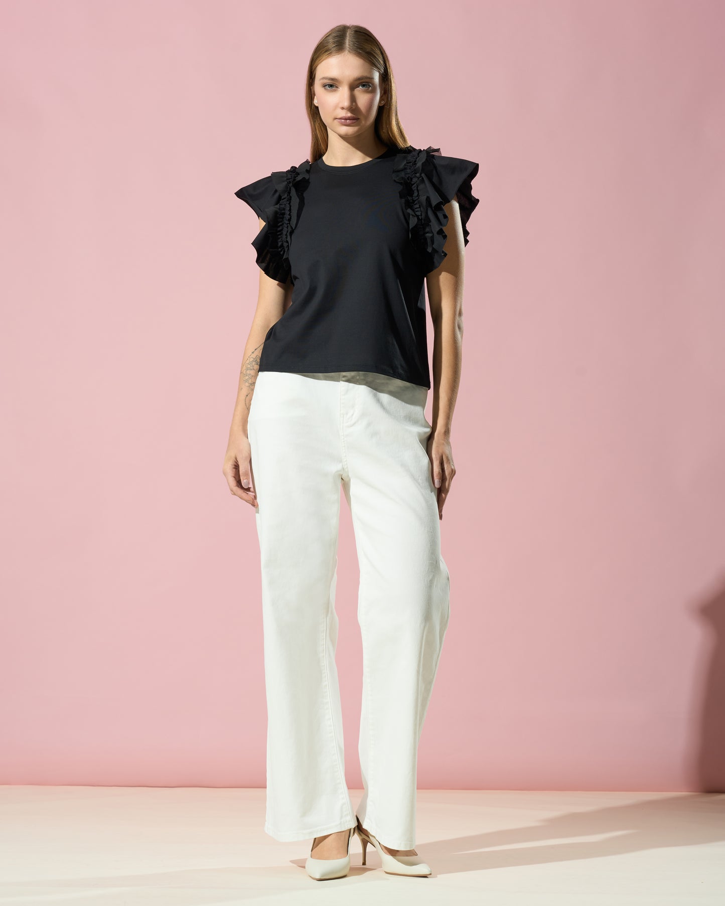 Ruffled Sleeve T-Shirt