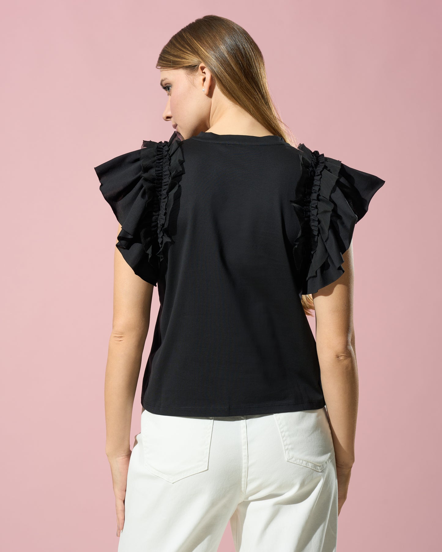 Ruffled Sleeve T-Shirt