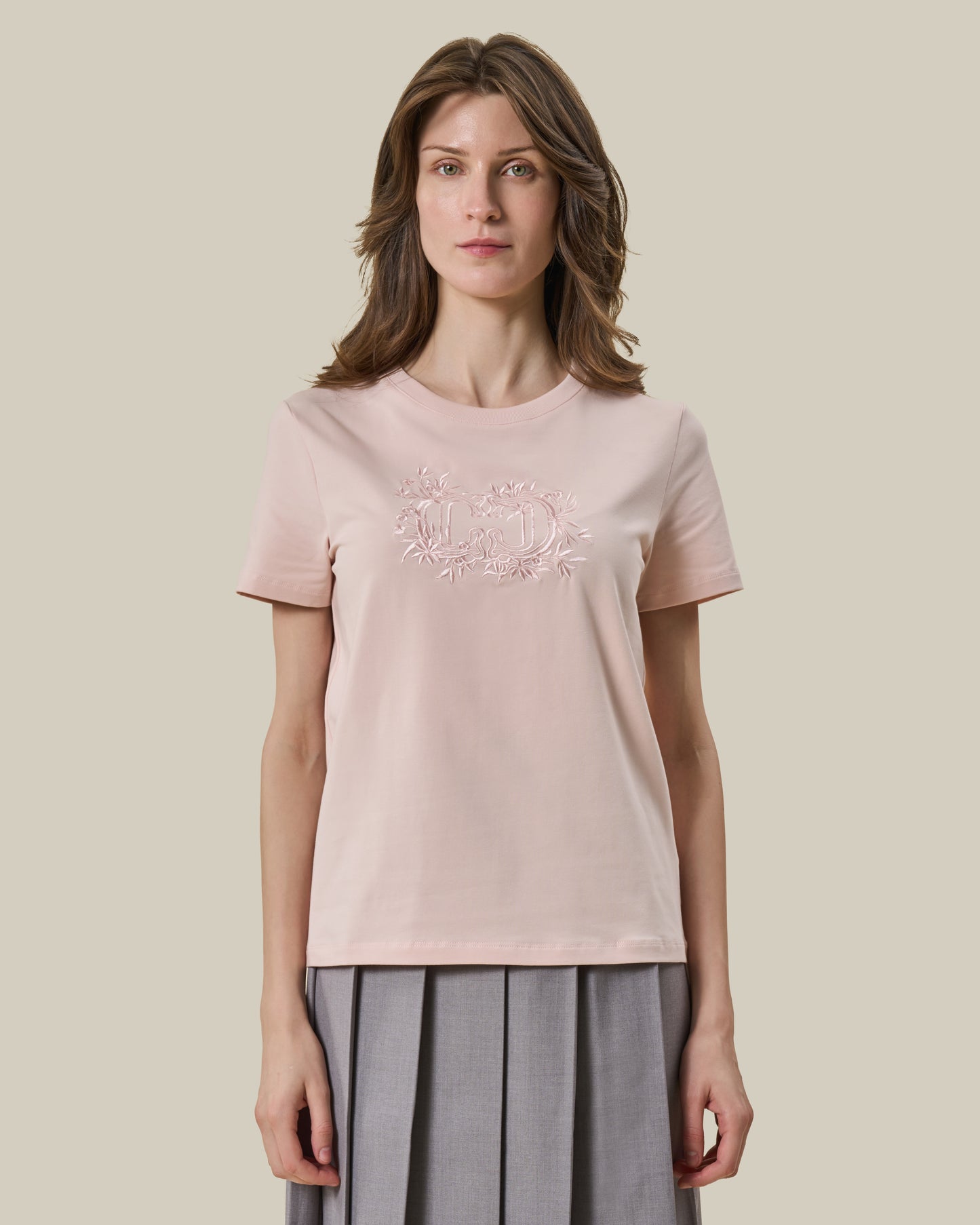 Light Pink Embroidered Logo T-Shirt