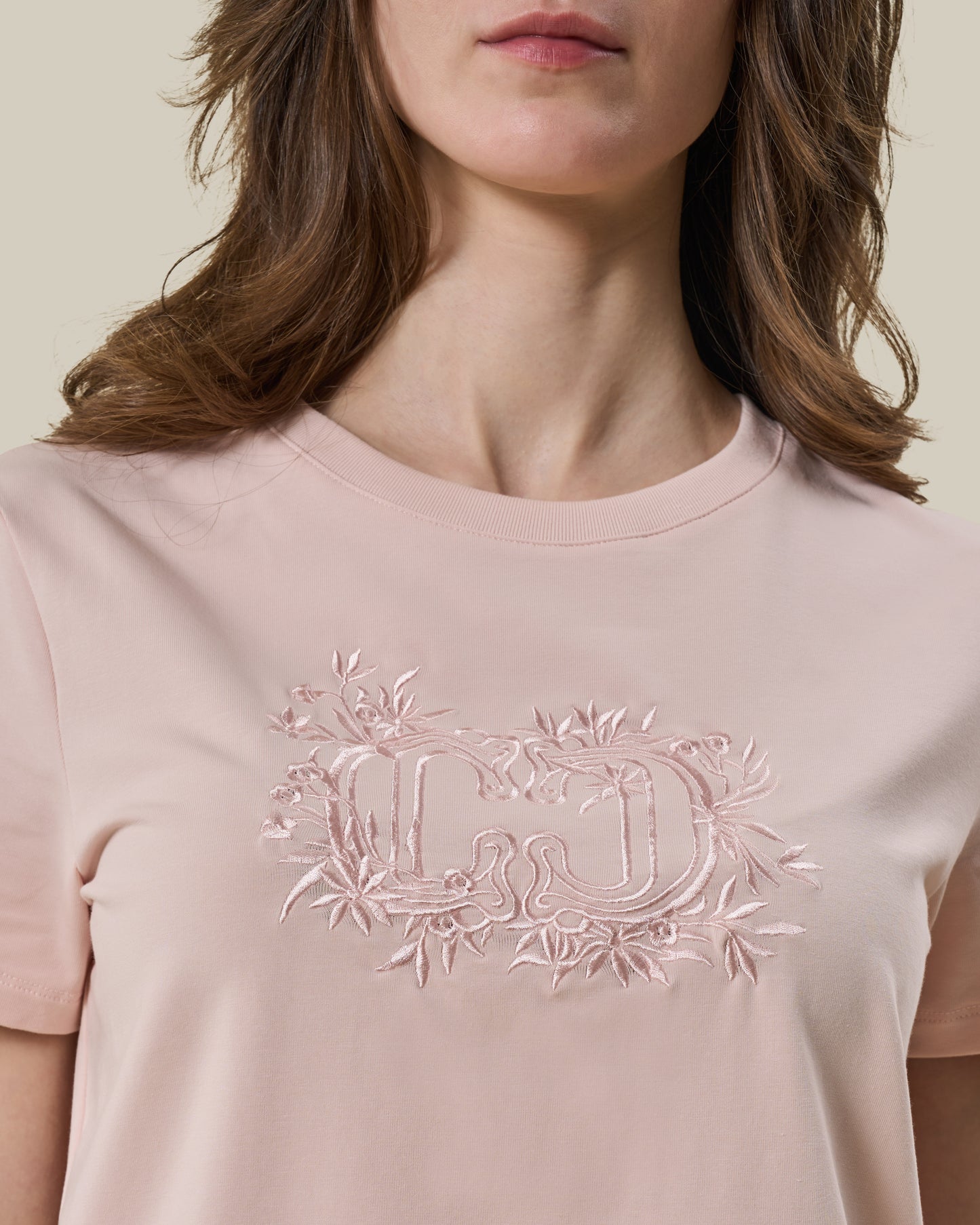 Light Pink Embroidered Logo T-Shirt