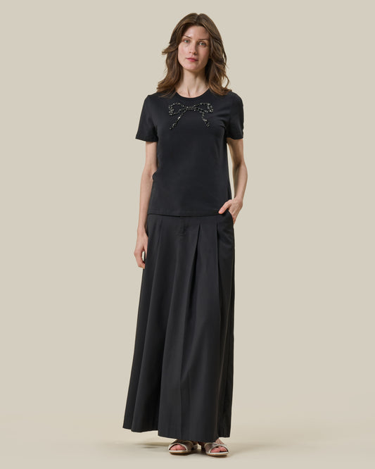 Black Beaded Bow T-Shirt