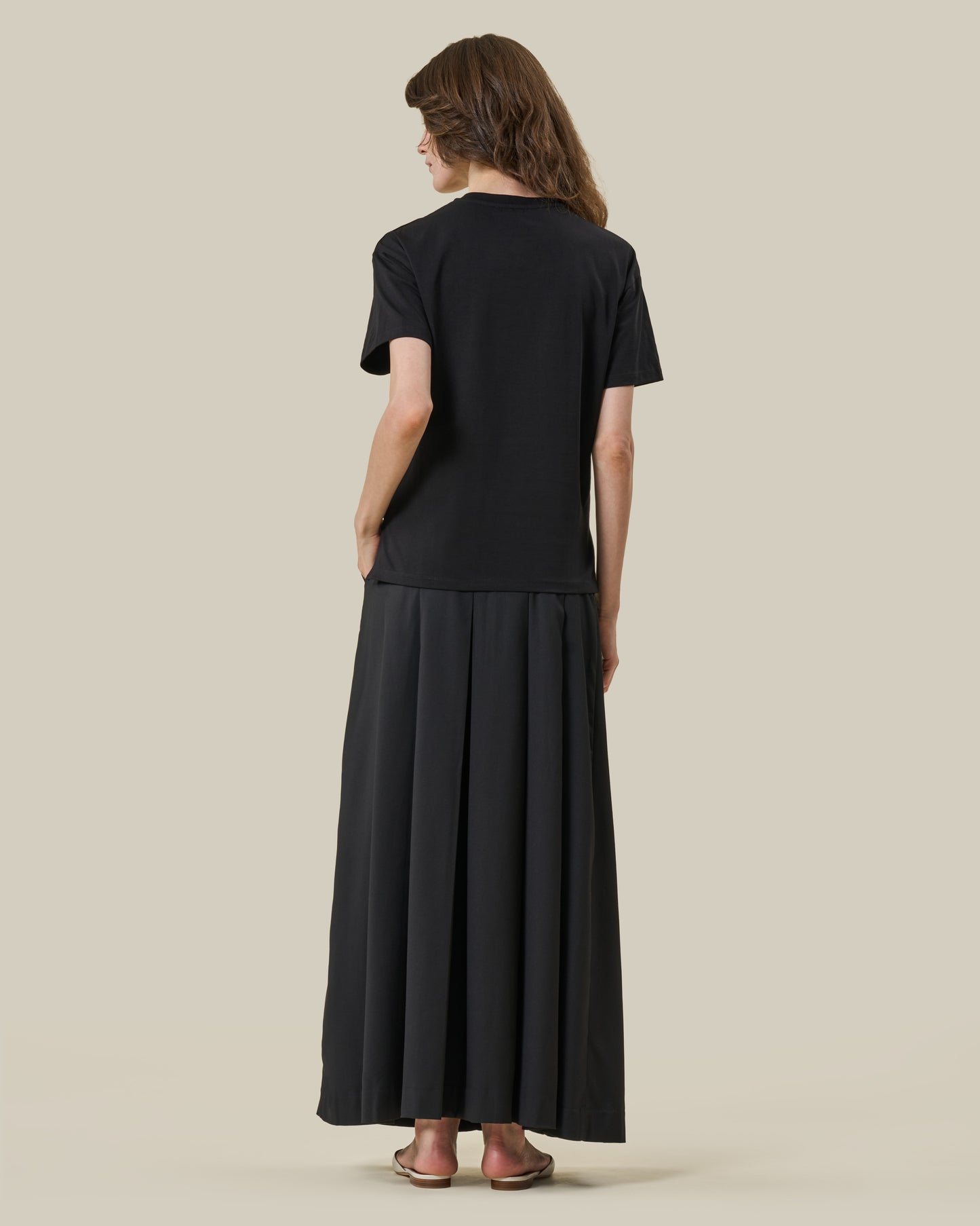Black Rhinestone Chain Neckline T-Shirt