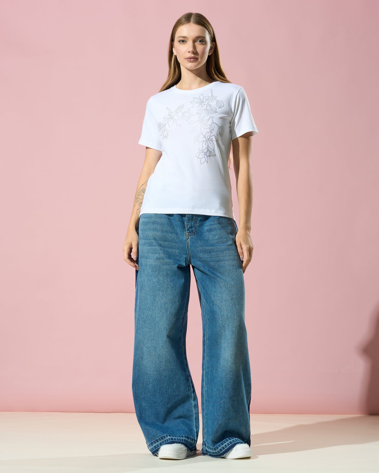 Floral Crystal-Embellished T-Shirt