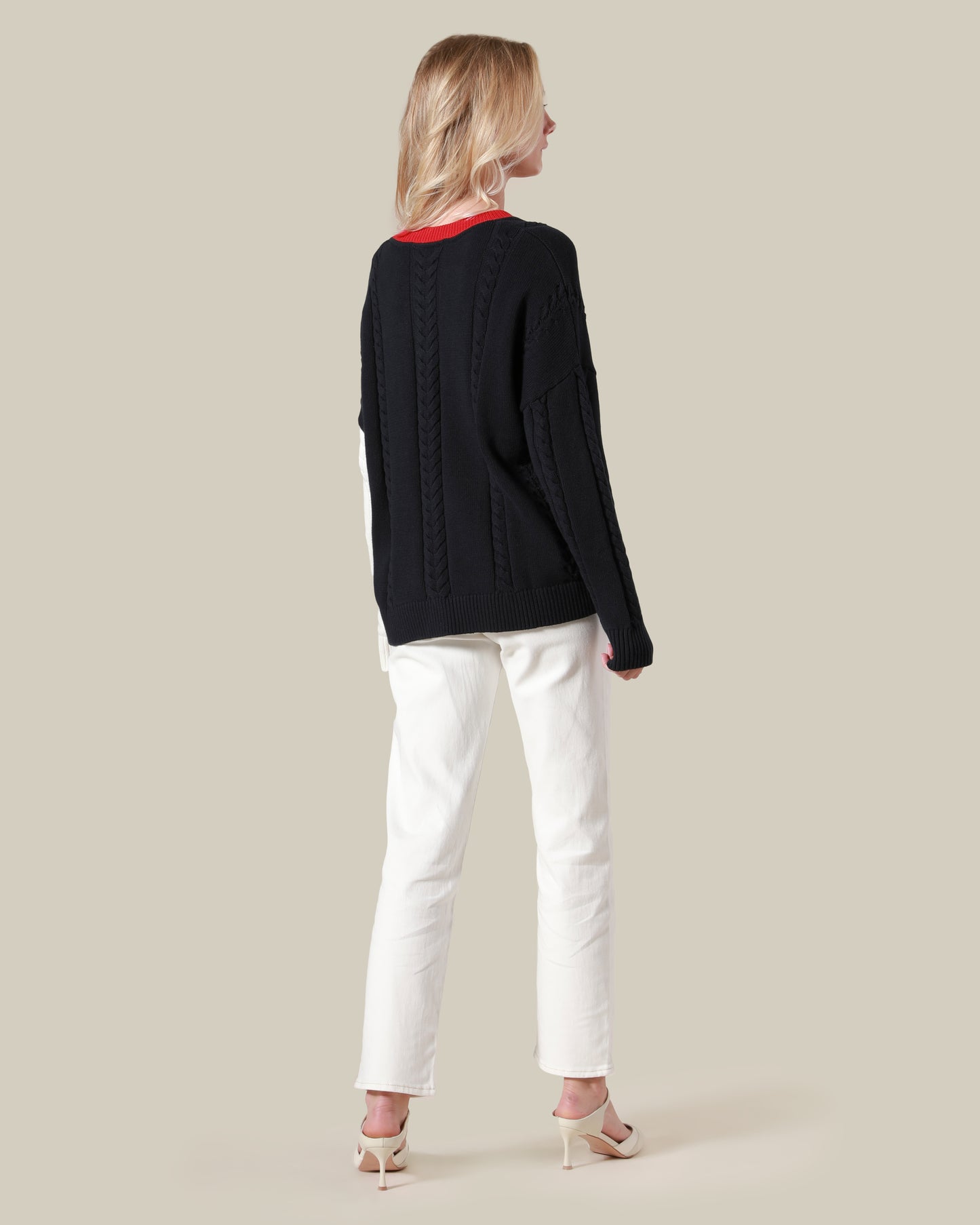 Color-blocked Ribbed Knit Sweater