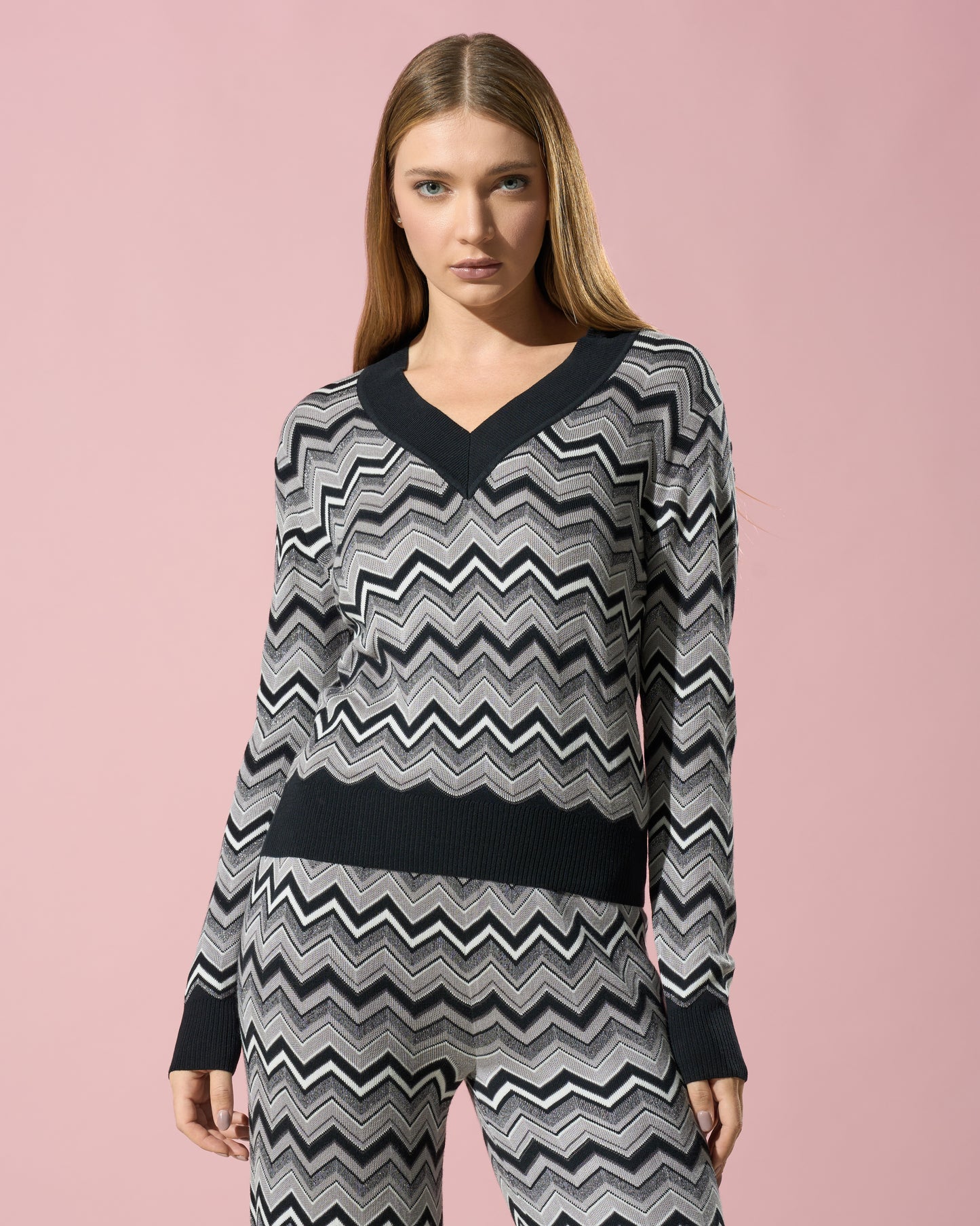 Zig-Zag V-Neck Sweater
