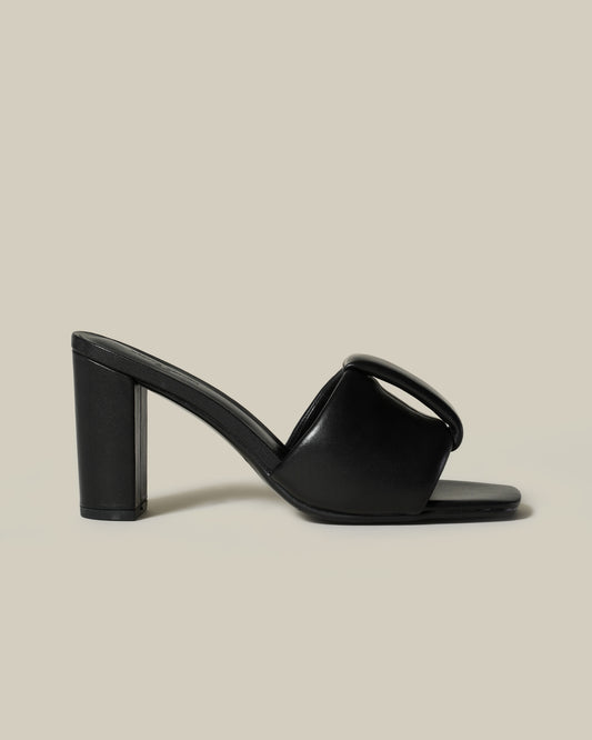 Puffed Band Block Heels