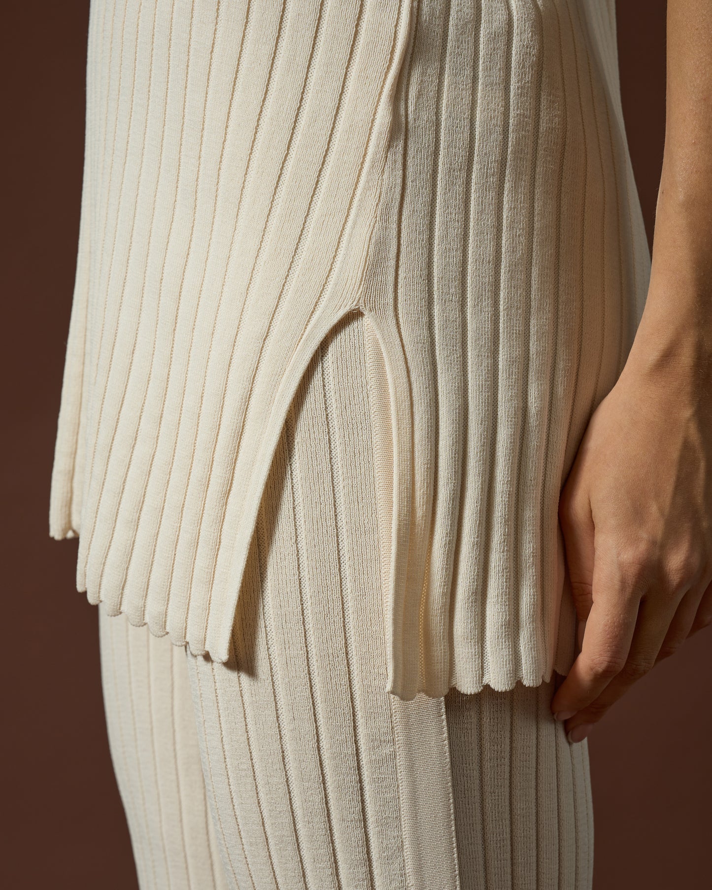 Ribbed V-Neck Knit Top