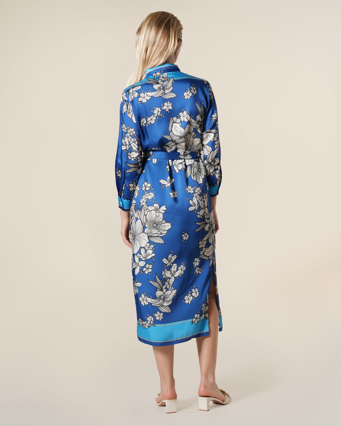 Royal Floral Print Midi Shirt Dress