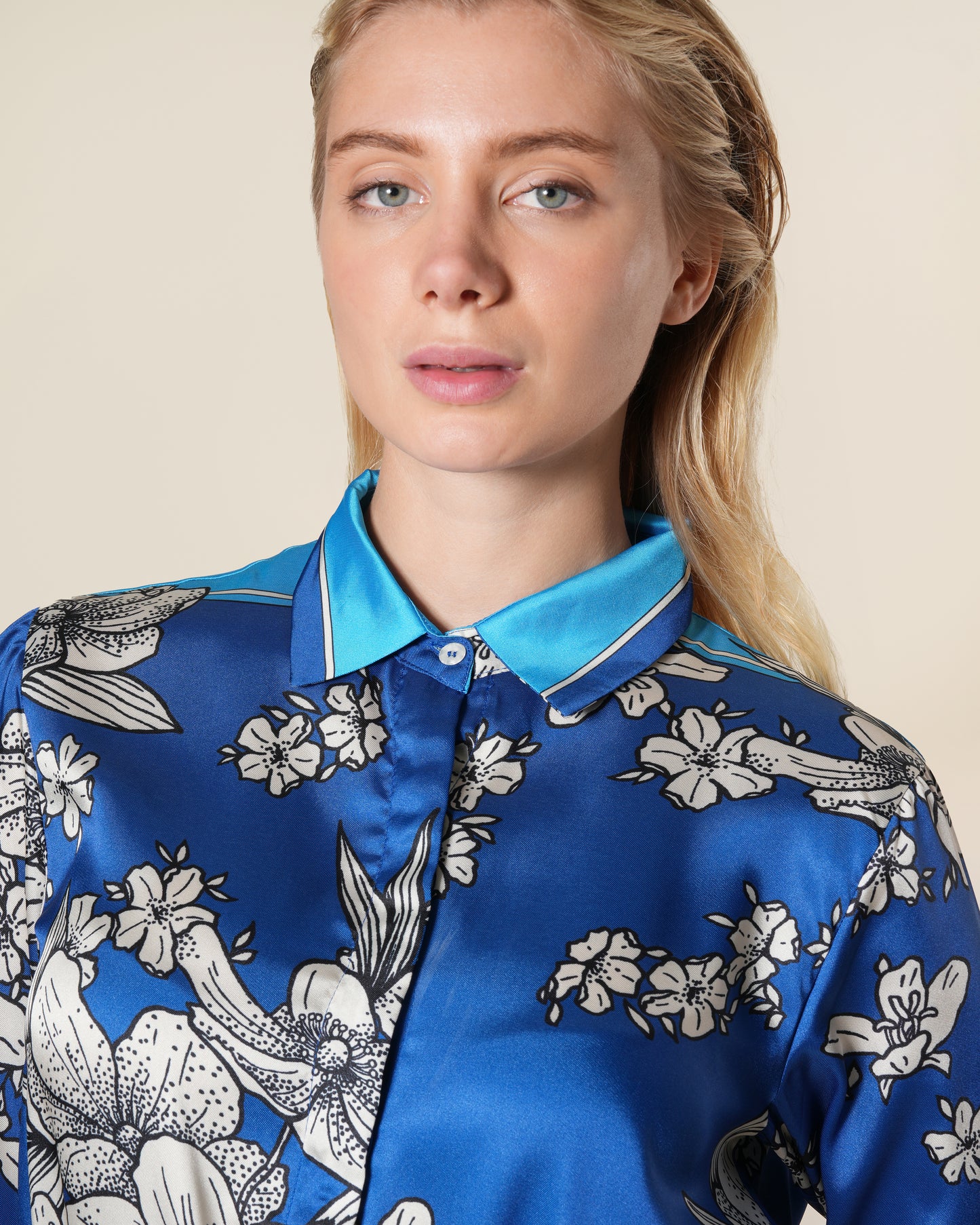 Royal Floral Print Midi Shirt Dress