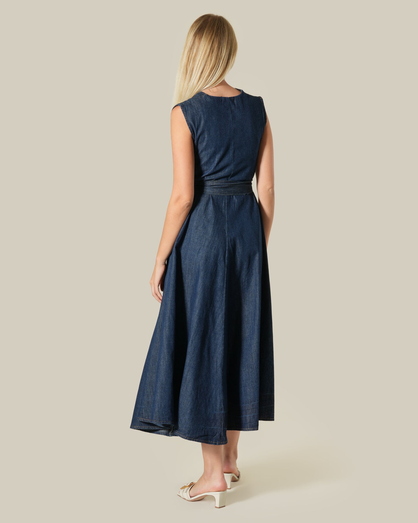 Sleeveless Chambray Dress