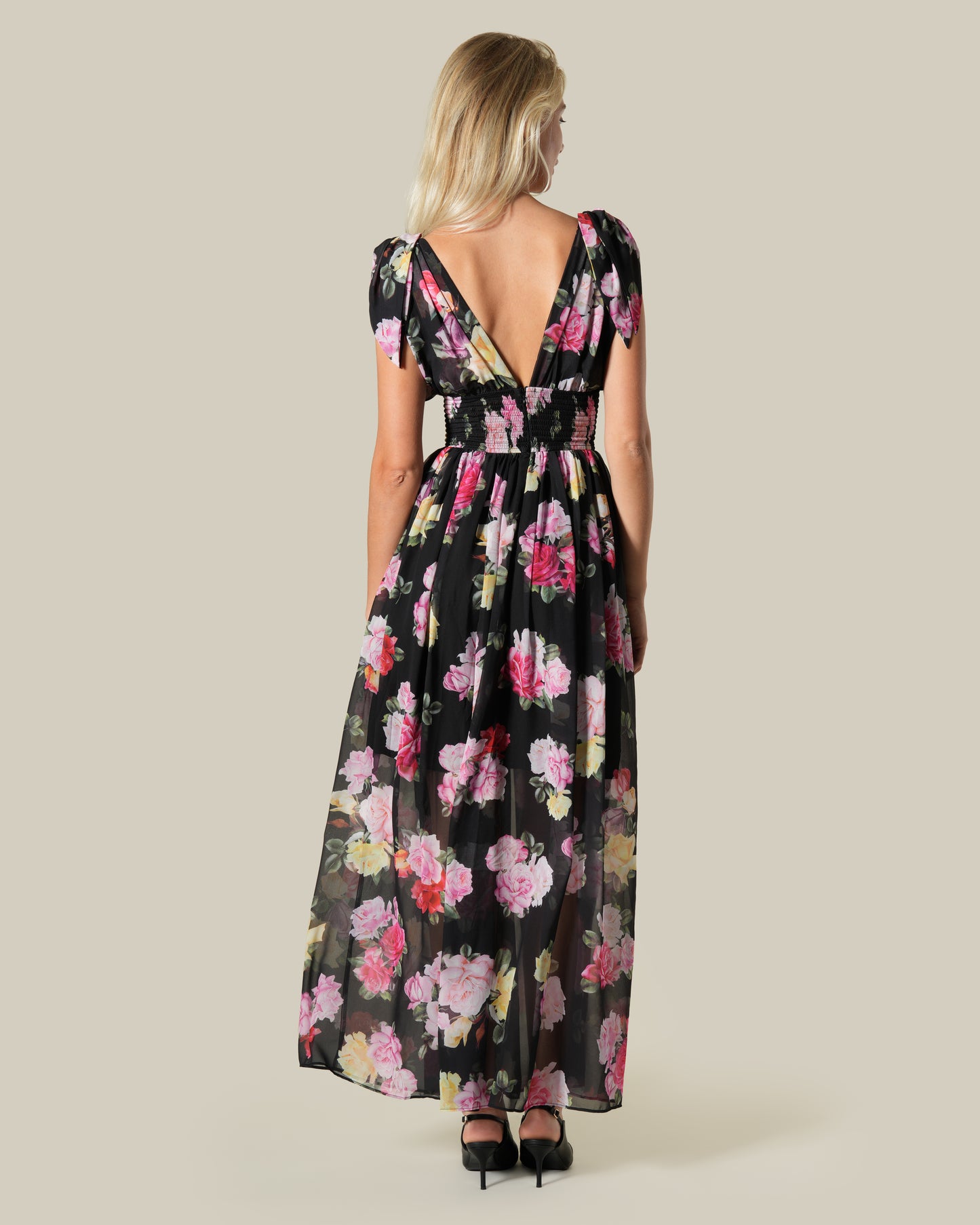 Floral Sheer Effect Maxi Dress
