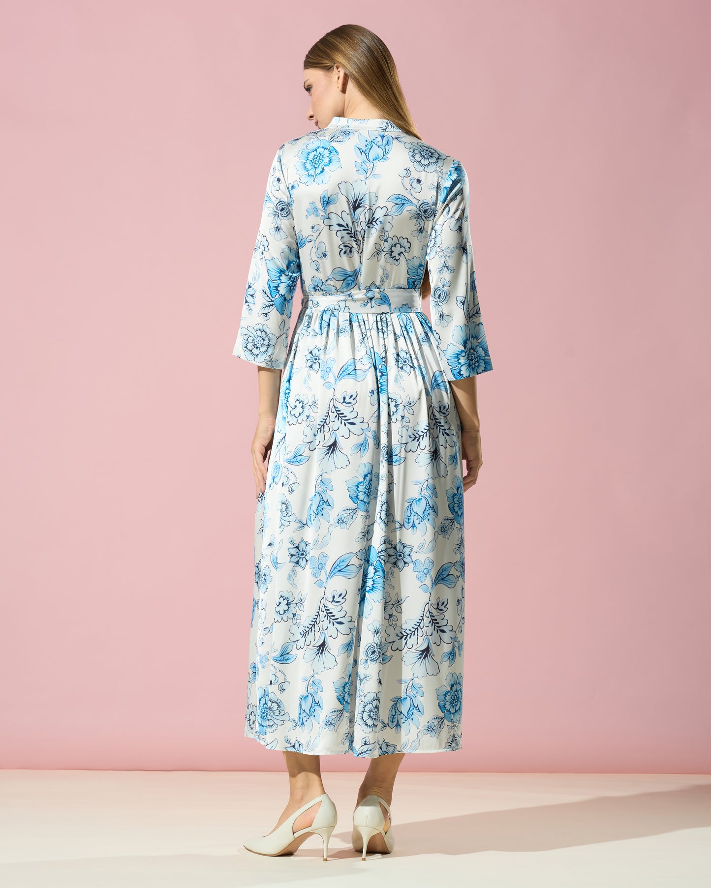 Mandarin Collar Midi Dress