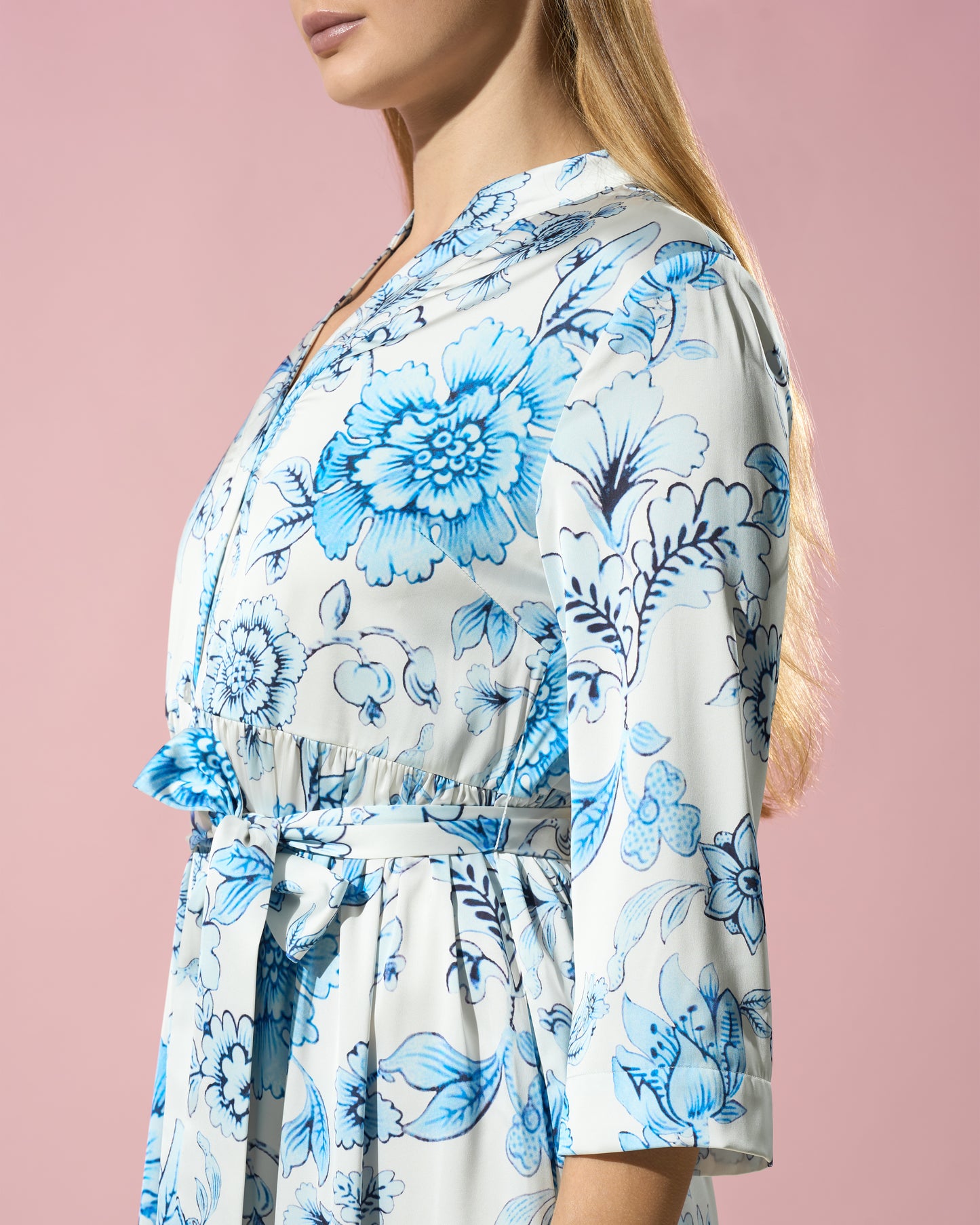 Mandarin Collar Midi Dress