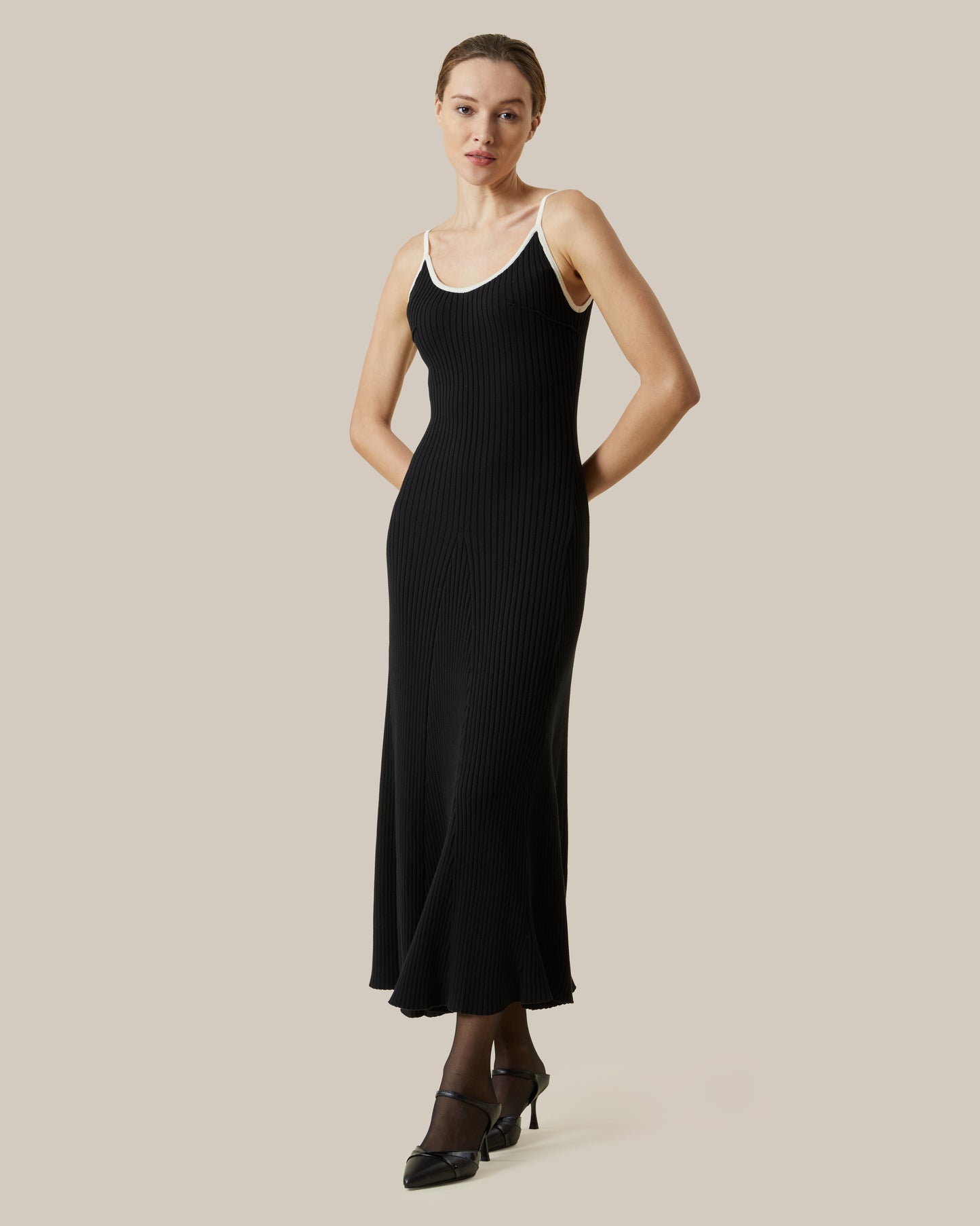 Contrast Tipping Knitted Dress