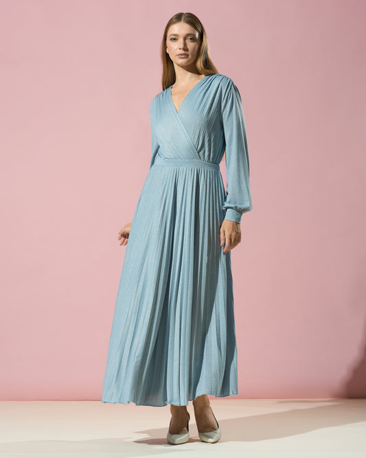 Soft Sparkle Pleated Maxi Dress