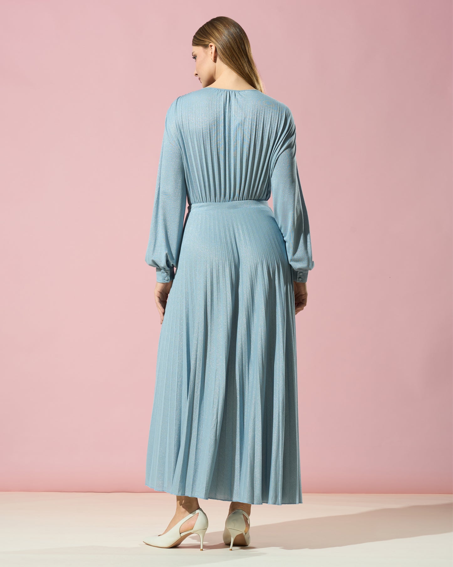 Soft Sparkle Pleated Maxi Dress