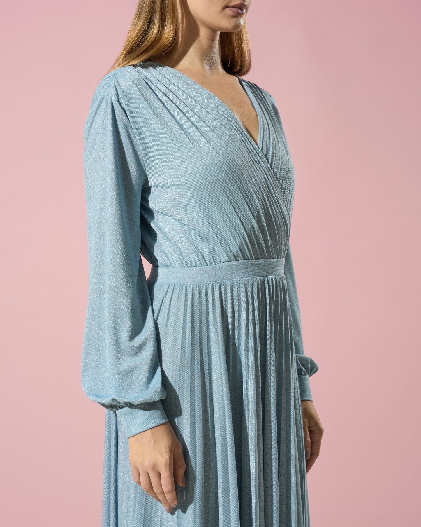 Soft Sparkle Pleated Maxi Dress