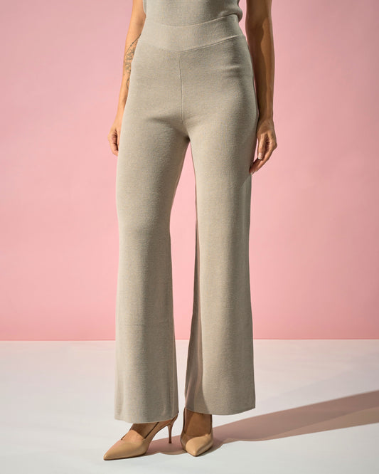 Sand-Toned Knit Trousers