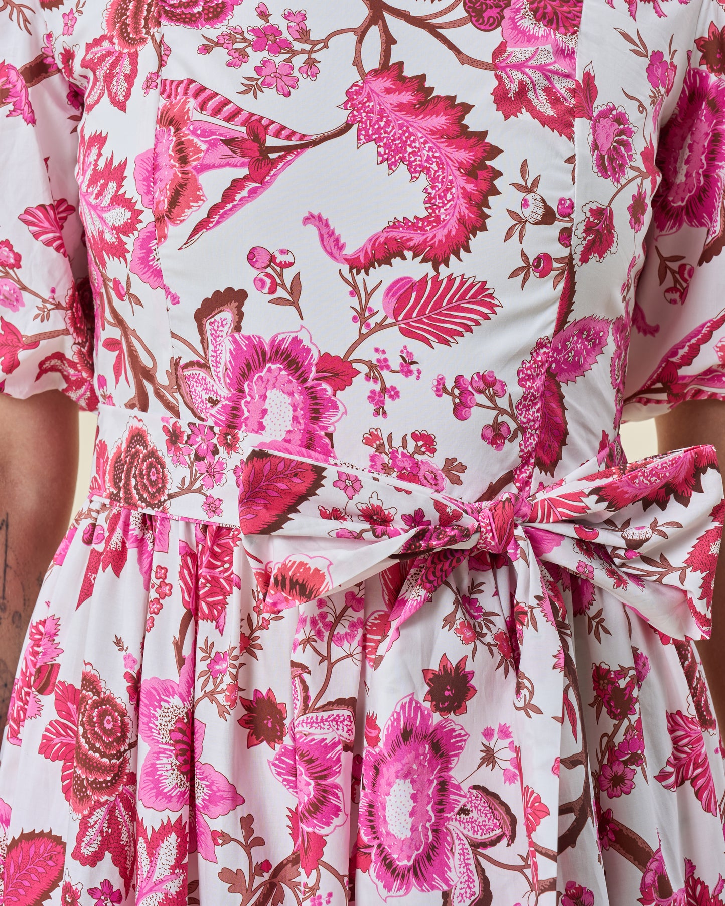 Fuchsia Botanical Tiered Midi Dress