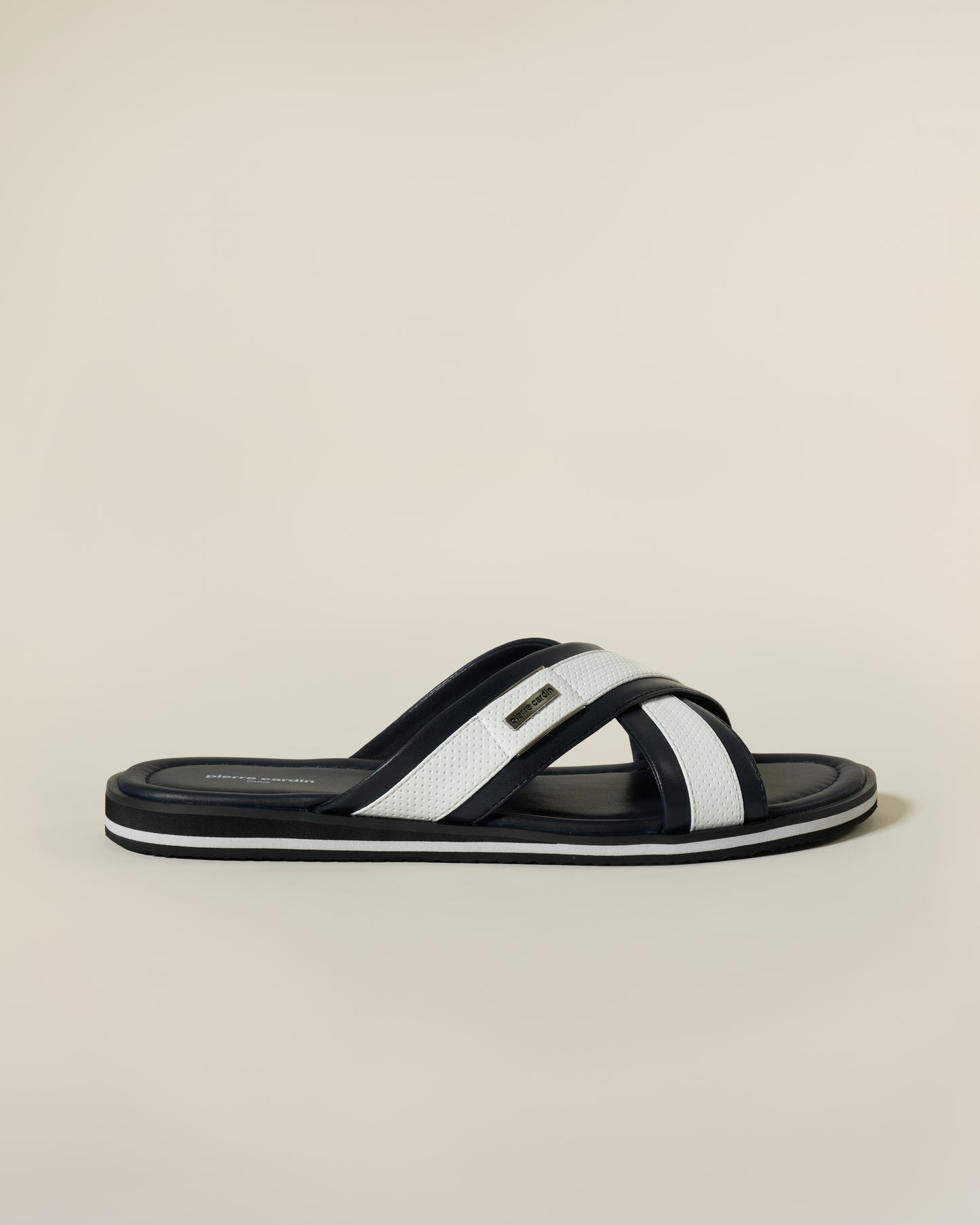 Two Tone Navy Leather Sandals