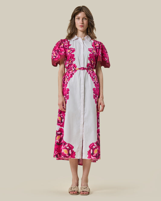 Floral Print Belted Shirt Dress