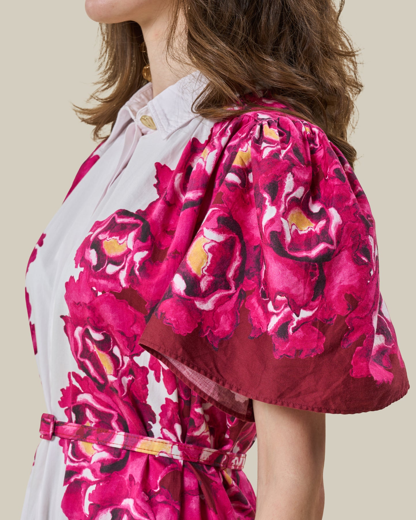 Floral Print Belted Shirt Dress