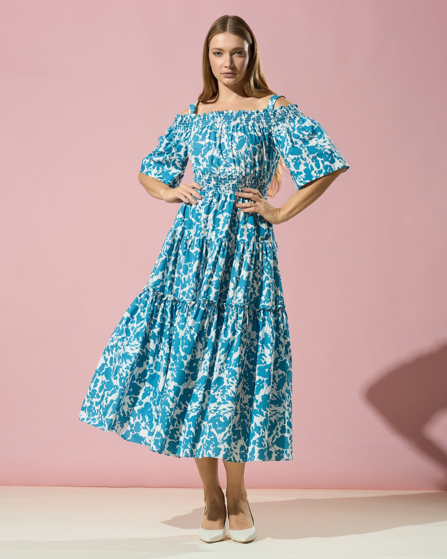 Cold-Shoulder Midi Dress