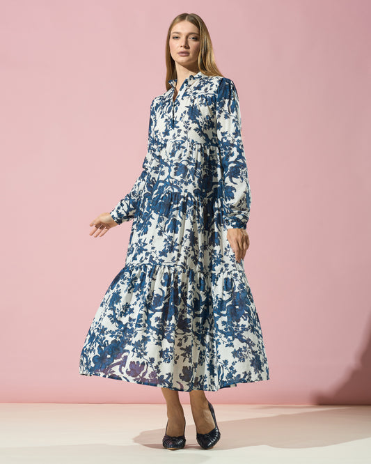 Navy Bloom Cotton Dress