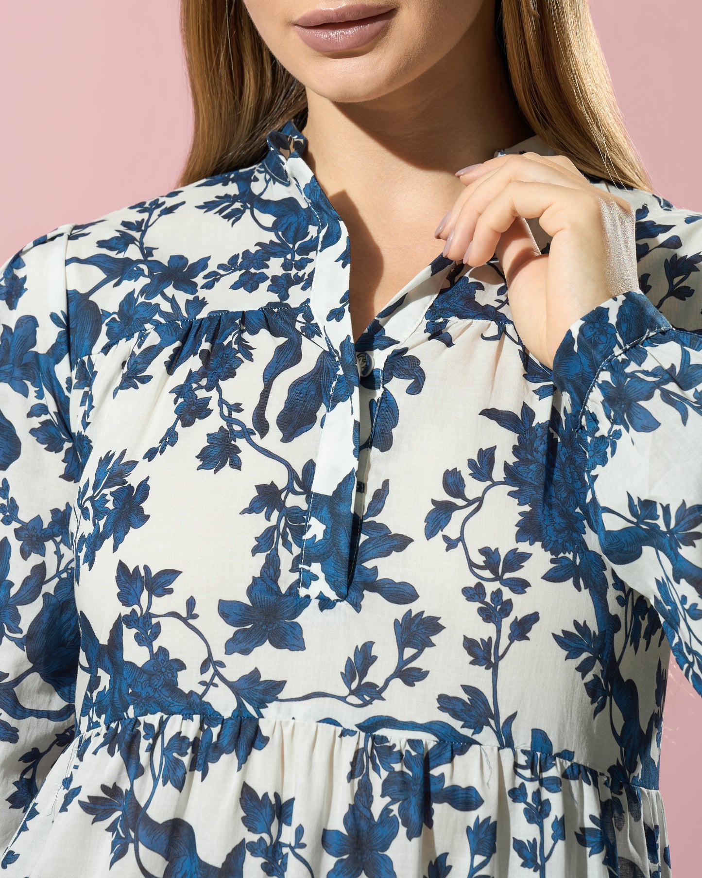 Navy Bloom Cotton Dress