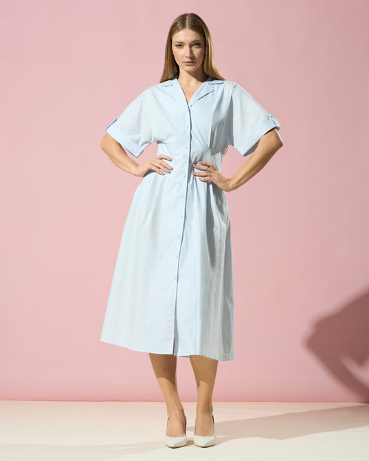 Soft Sky Cotton Midi Dress