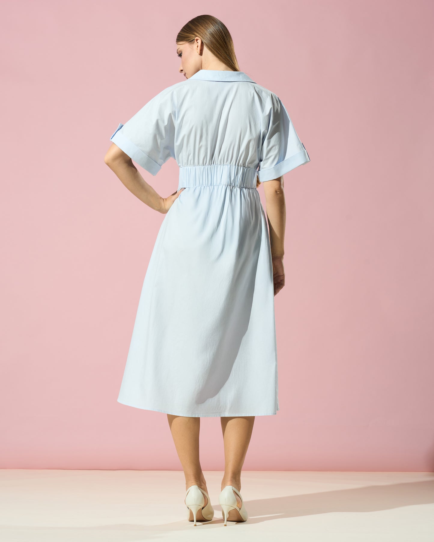 Soft Sky Cotton Midi Dress