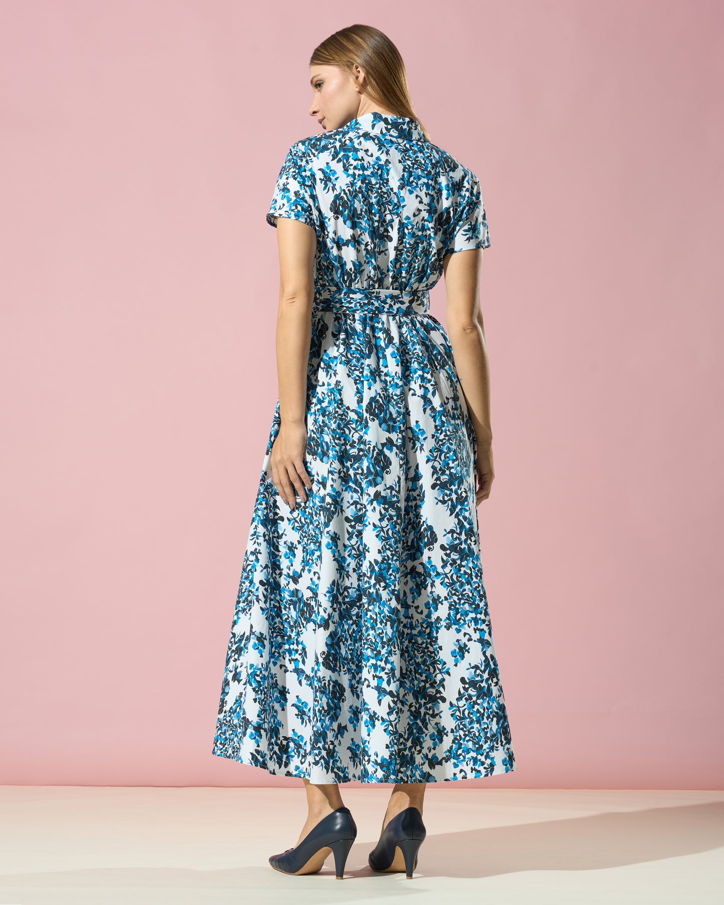 Azure Bloom Cotton Maxi Dress