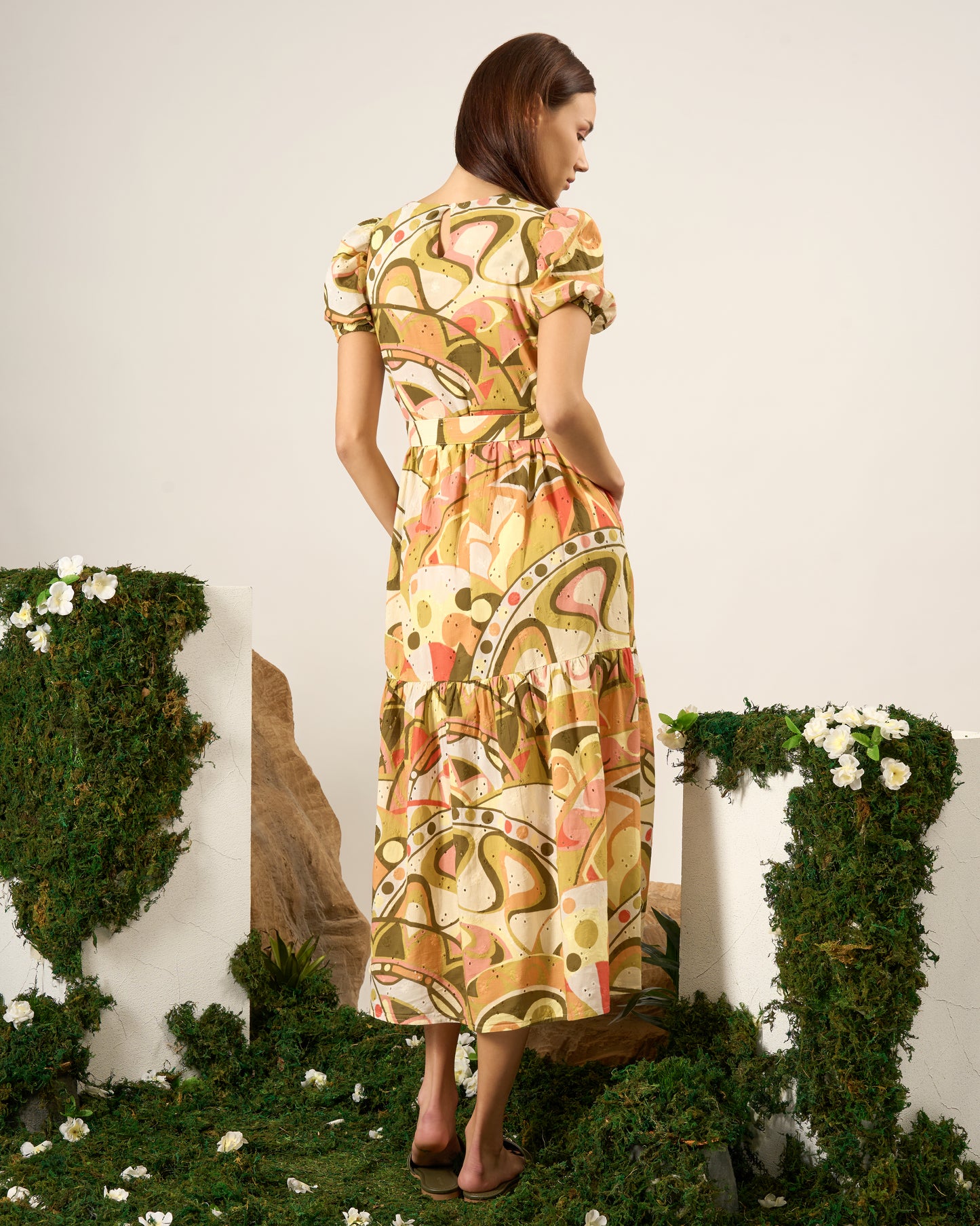 Retro Inspired Print Cotton Dress
