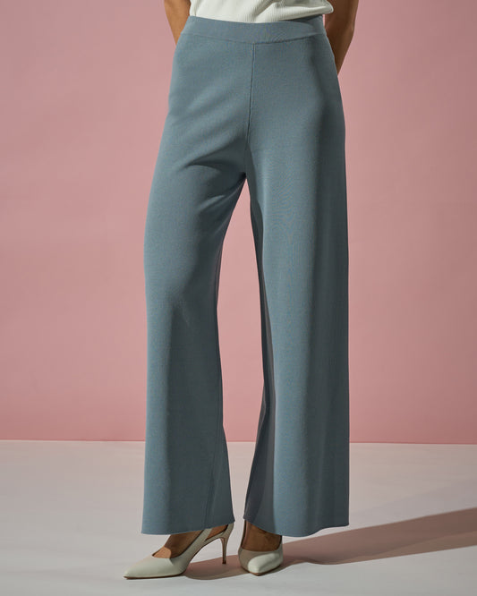 Light Blue Viscose-Blend Trousers