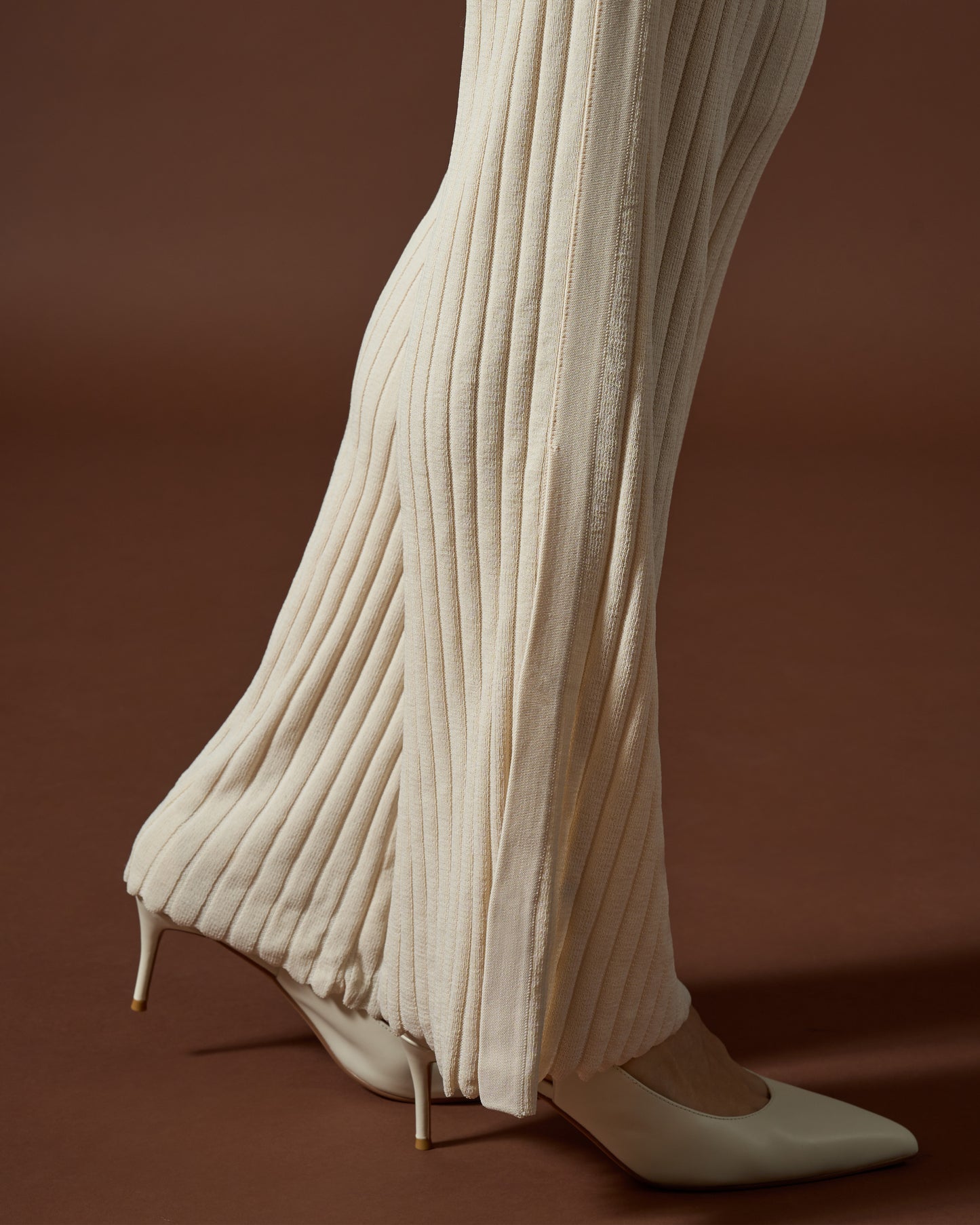 Ribbed Knit Flared Pants