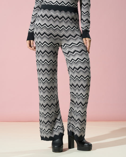 Zig-Zag Pattern Knit Trousers