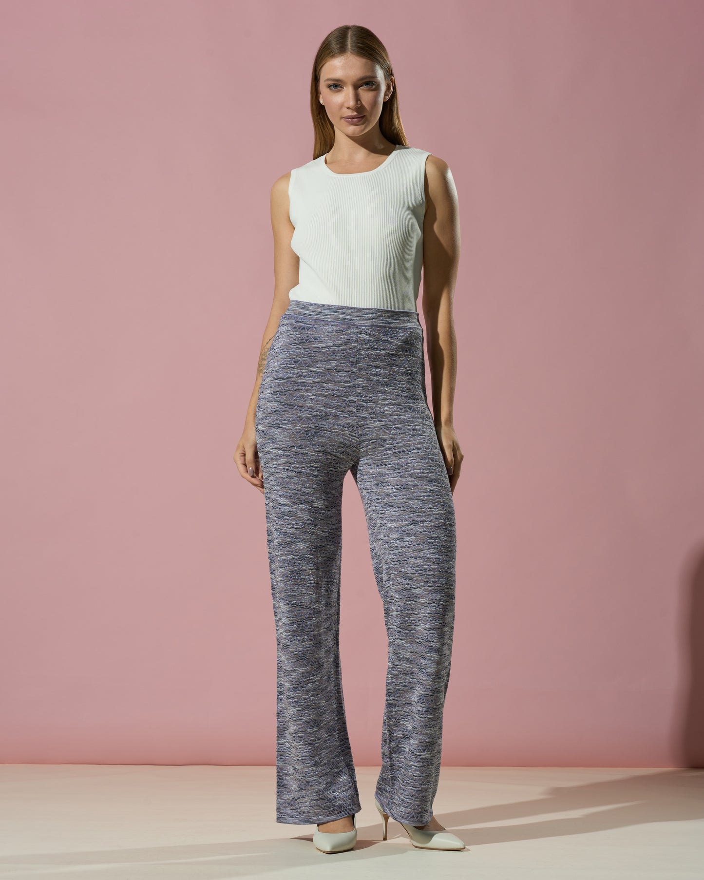 Wide-Leg Knit Trousers