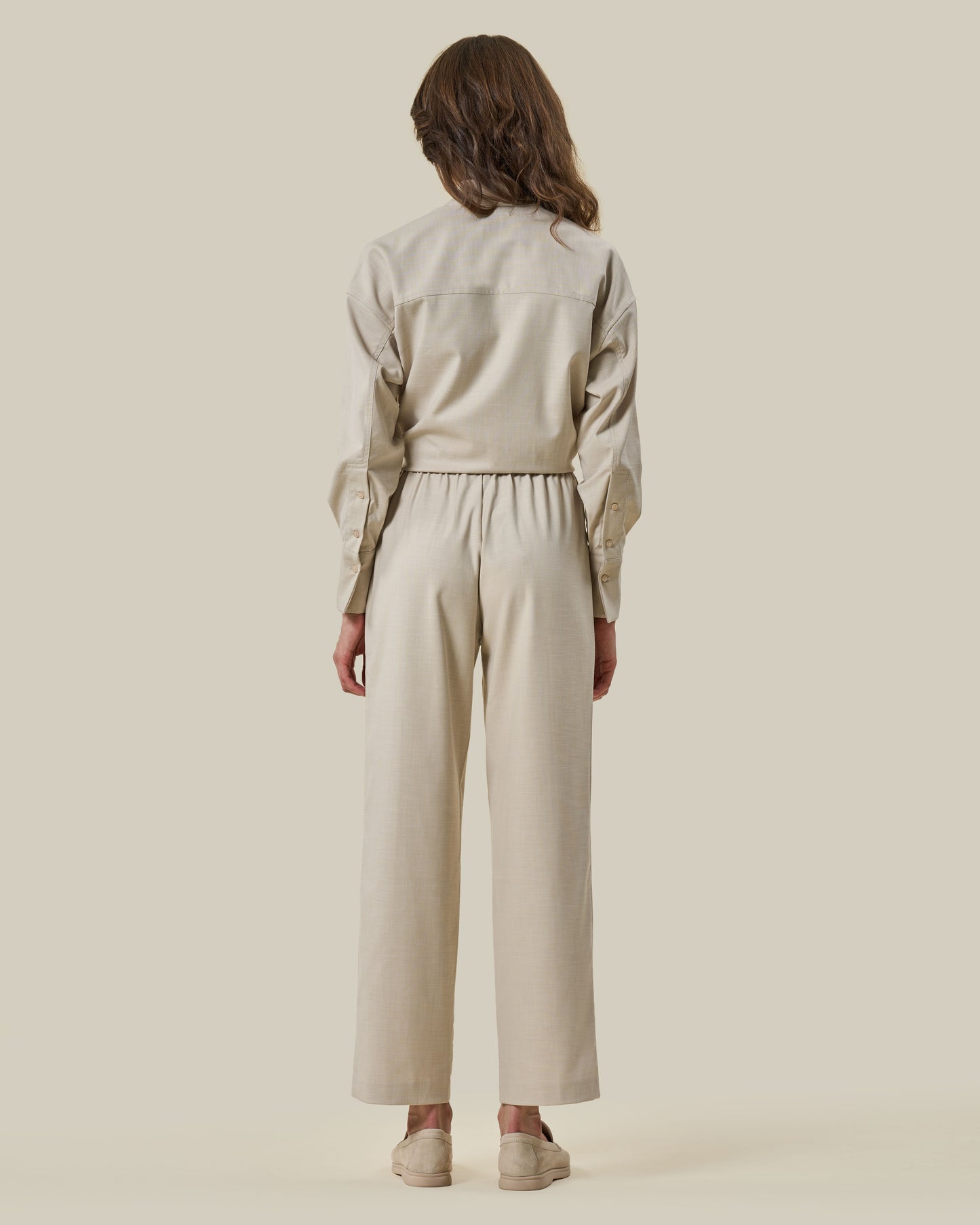 Sand Linen Drawstring Trousers