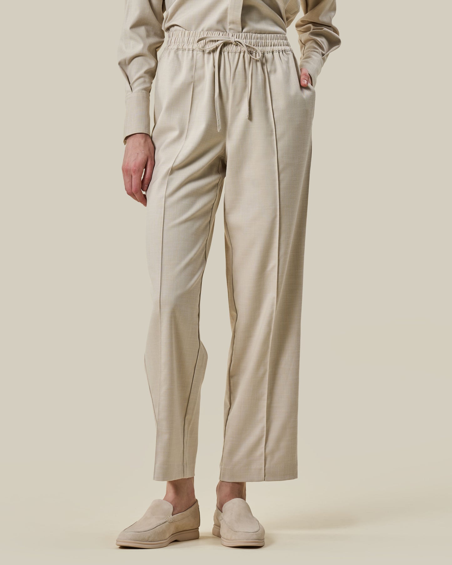 Sand Linen Drawstring Trousers