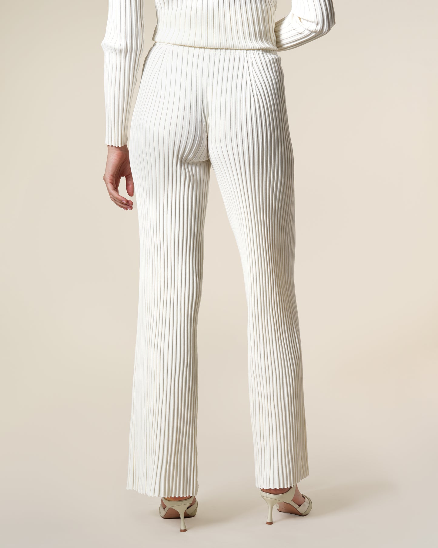 Rib-Knit Straight Leg Trousers