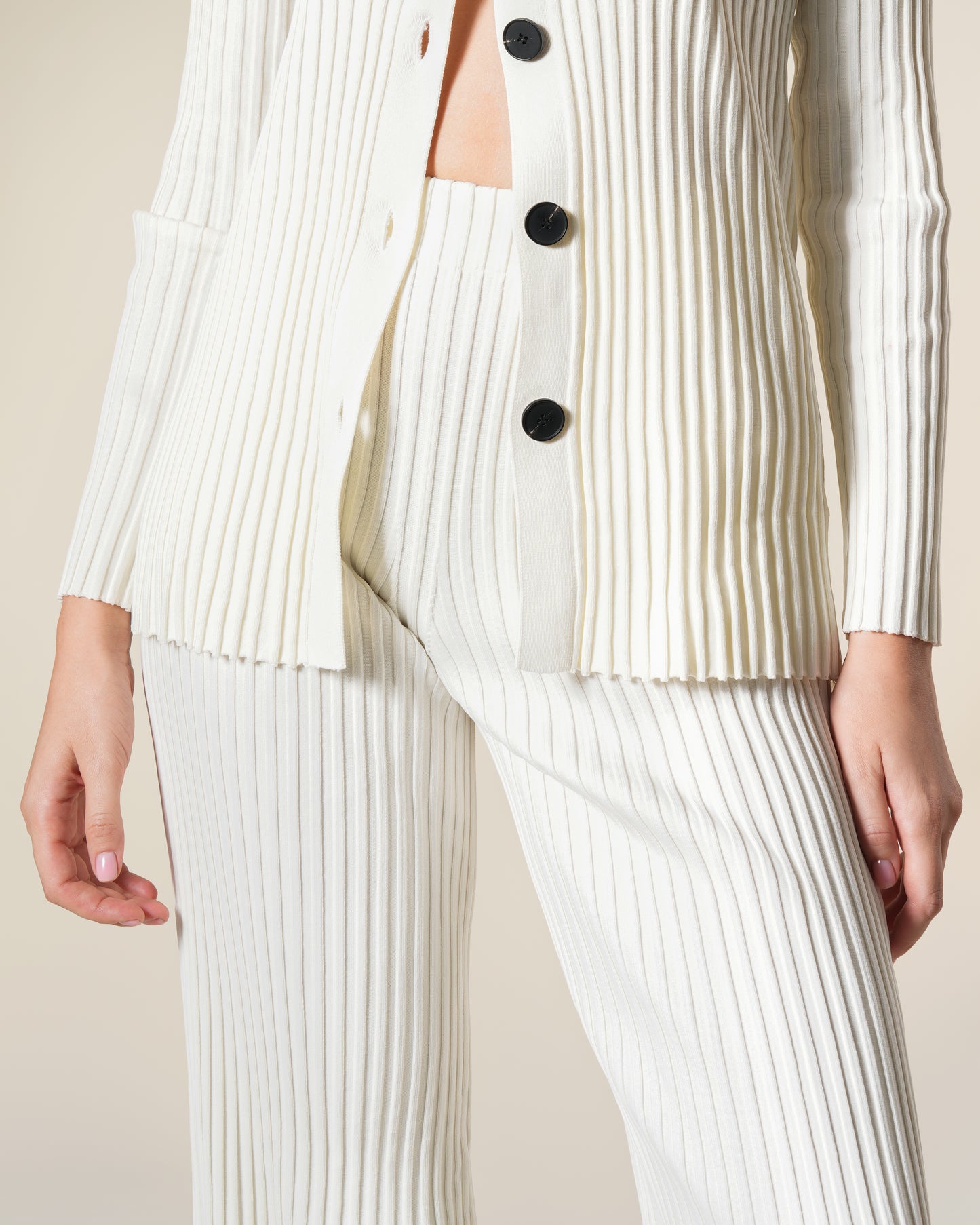 Rib-Knit Straight Leg Trousers