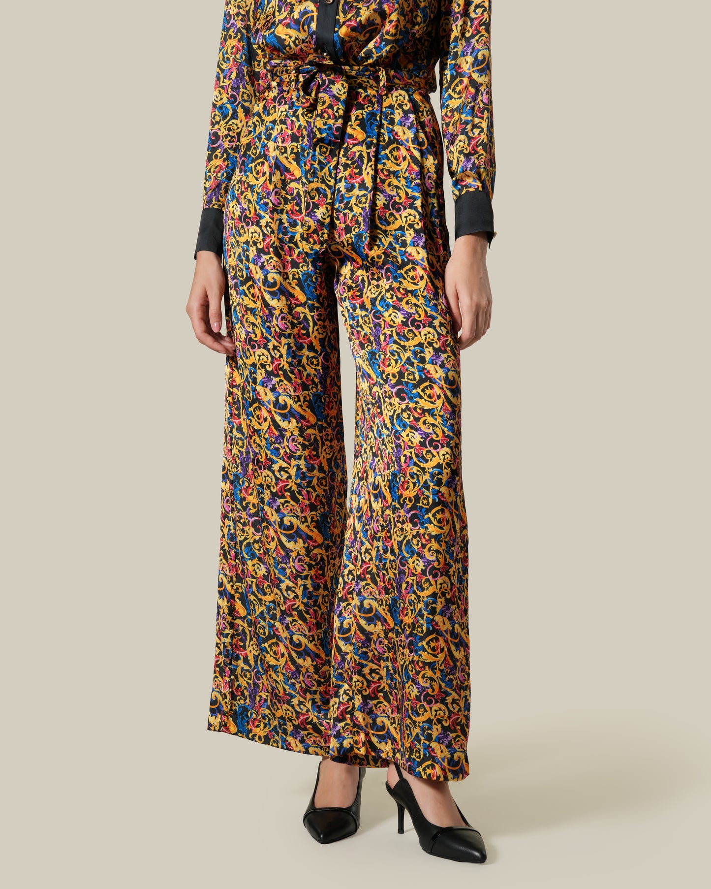 Multicolor Baroque Wide Leg Pants