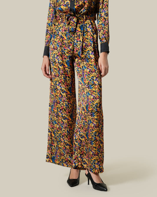 Multicolor Baroque Wide Leg Pants