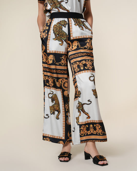 Leopard Baroque Printed Wide Leg Pants