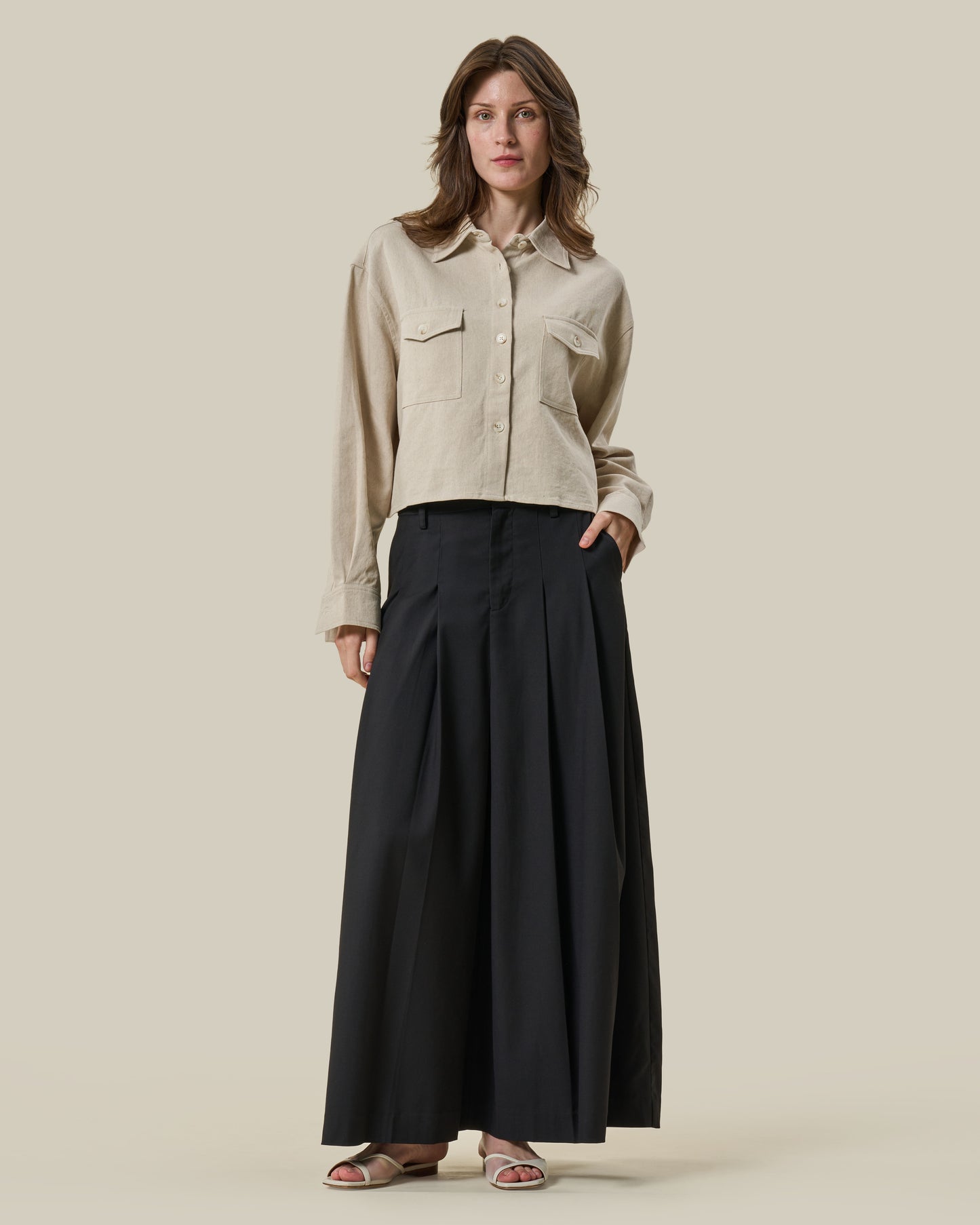 Sand Utility Cropped Shirt