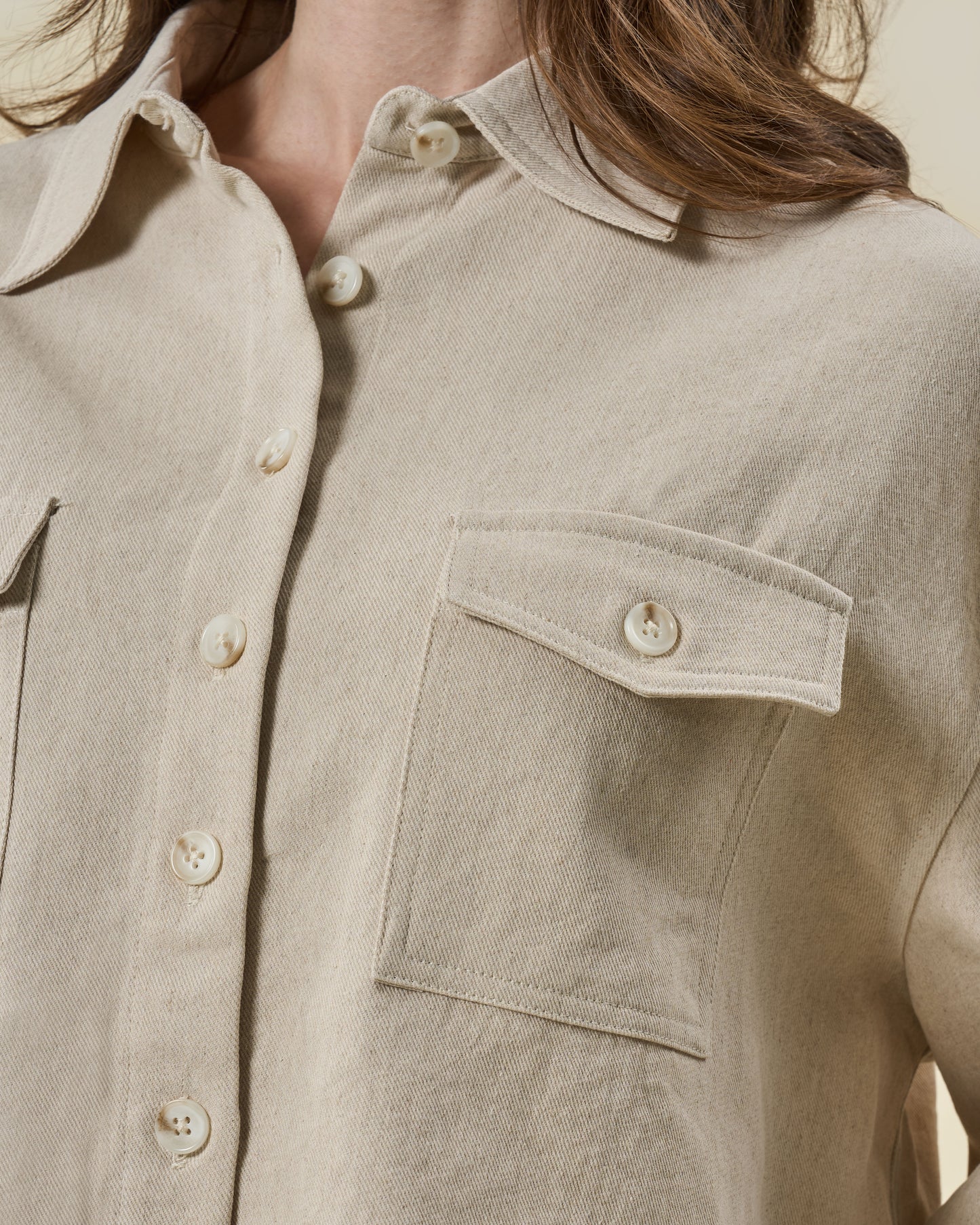 Sand Utility Cropped Shirt